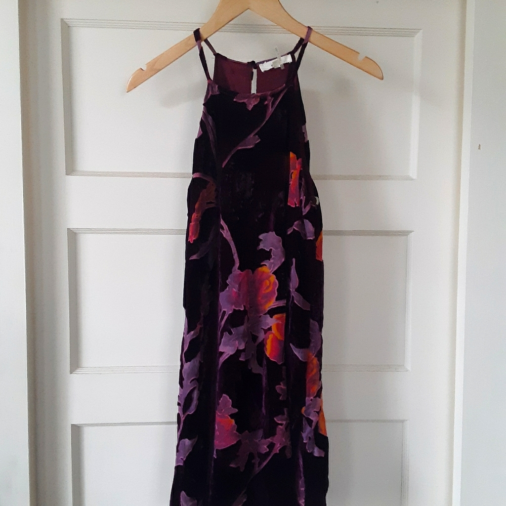 Entro velvet floral halter dress